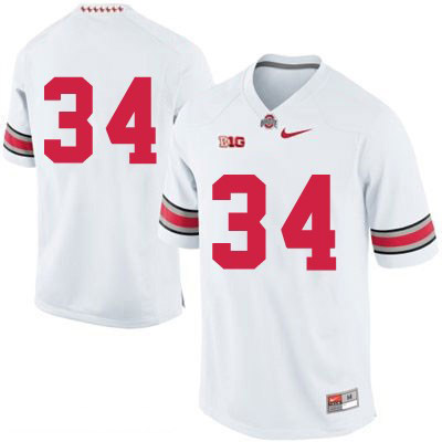 Ohio State Buckeyes Men's Only Number #34 White Authentic Nike College NCAA Stitched Football Jersey SY19P88MY